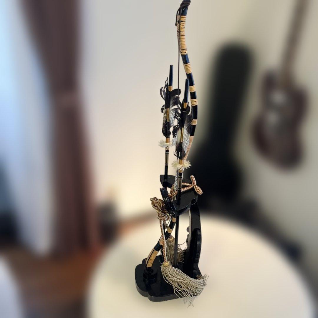 木製　御弓太刀飾　スタンド付き　藤栄作