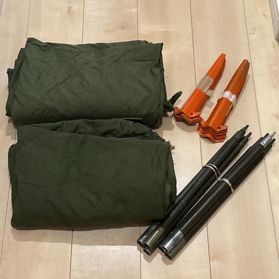 US パップテント ハーフシェルター 2枚 ポール・ペグセット 米軍 軍幕