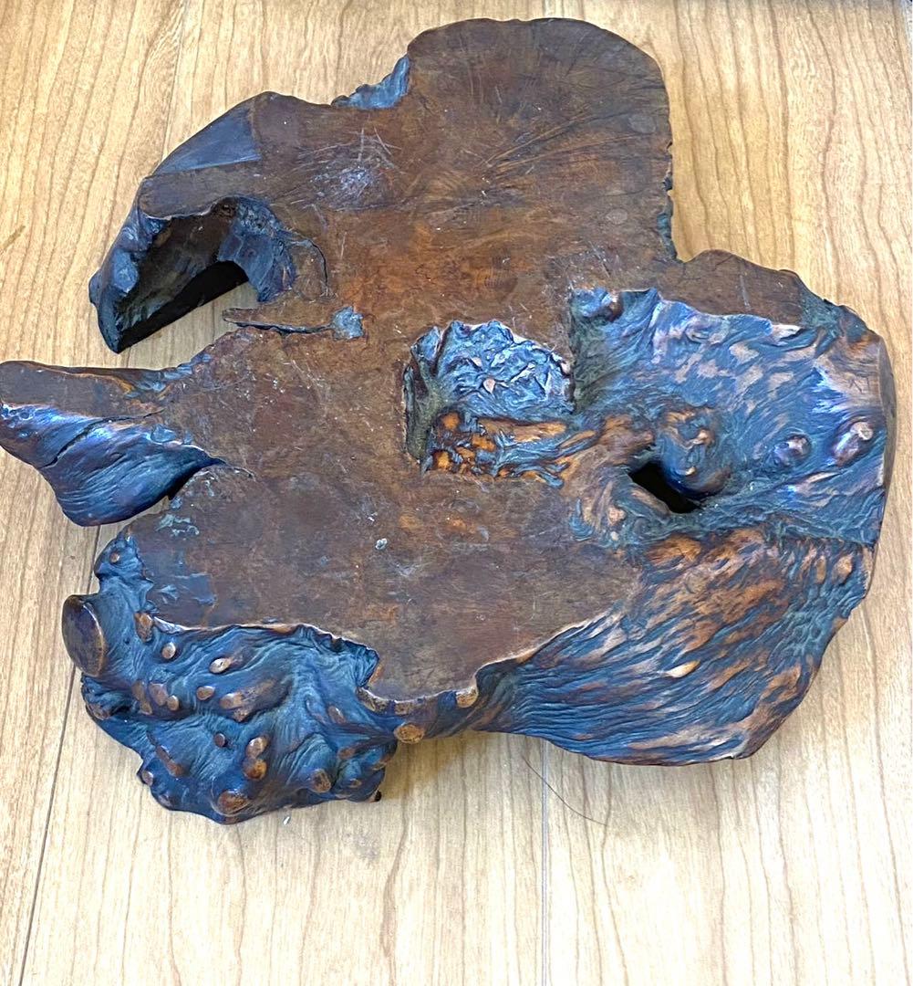 中国美術 職人手作リ陶製青茶獅子觀音像緣起物 榴木台付 高47cm X 23cm