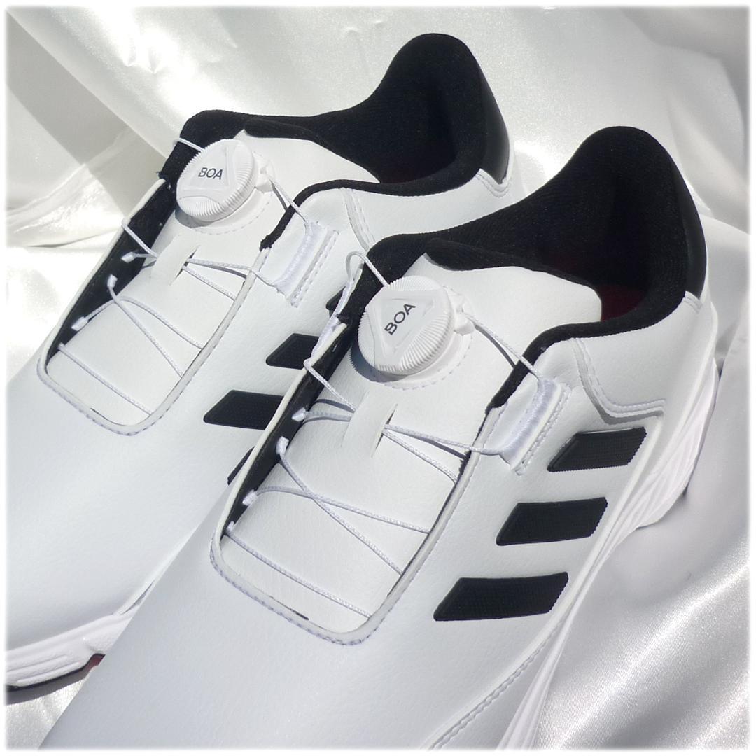 新品27.5cmアディダスゴルフシューズ白BOA 24ダイヤル式 ソフトスパイク