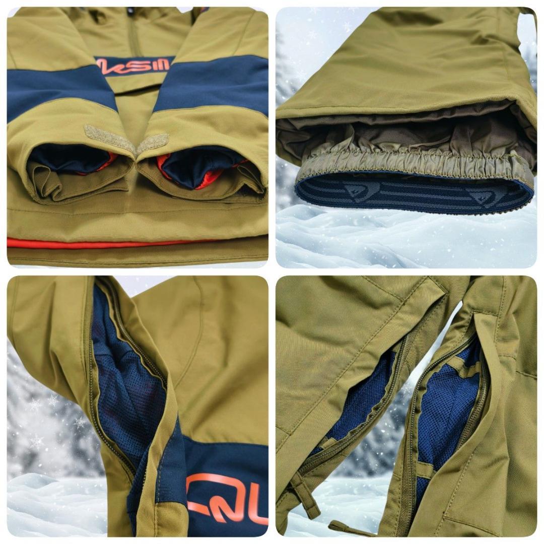 未使用級 QUIKSILVER スノボウェア 上下セット カーキ 130