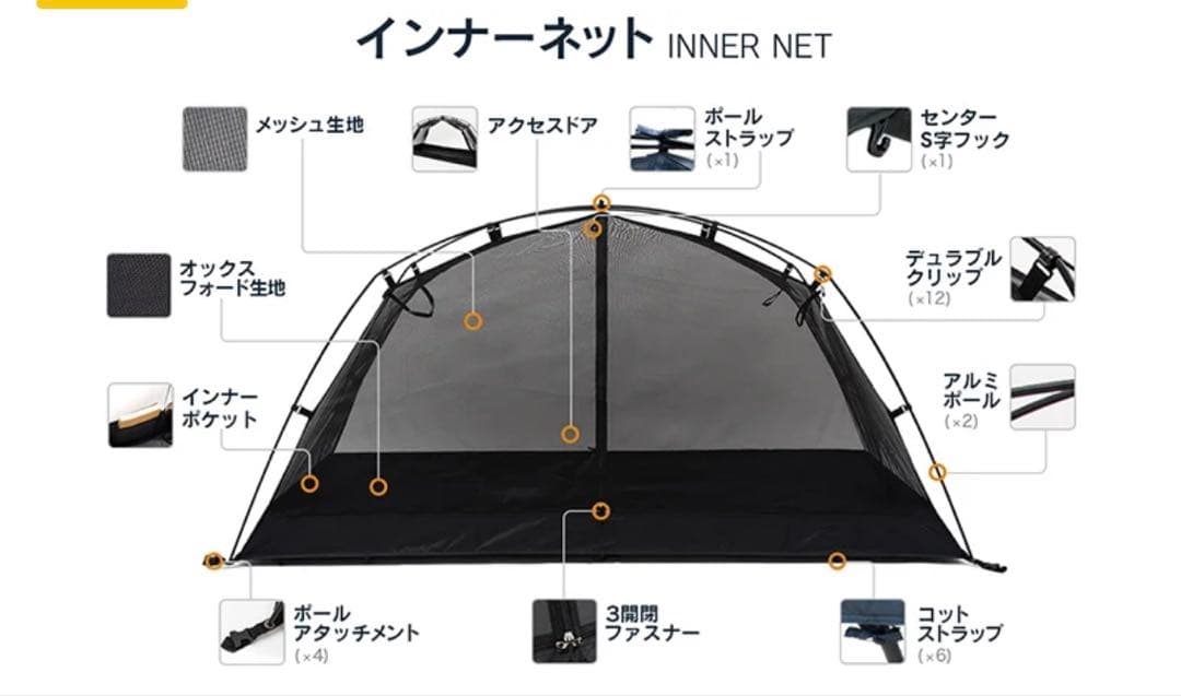 ナチュラルドロップ　高床移動式タイニーテント　コット　グリーン　セット