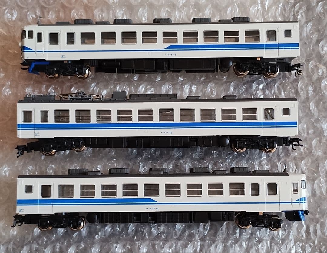 KATO 北陸本線 475系 北陸色 (青帯) 　　3両セット　室内灯付