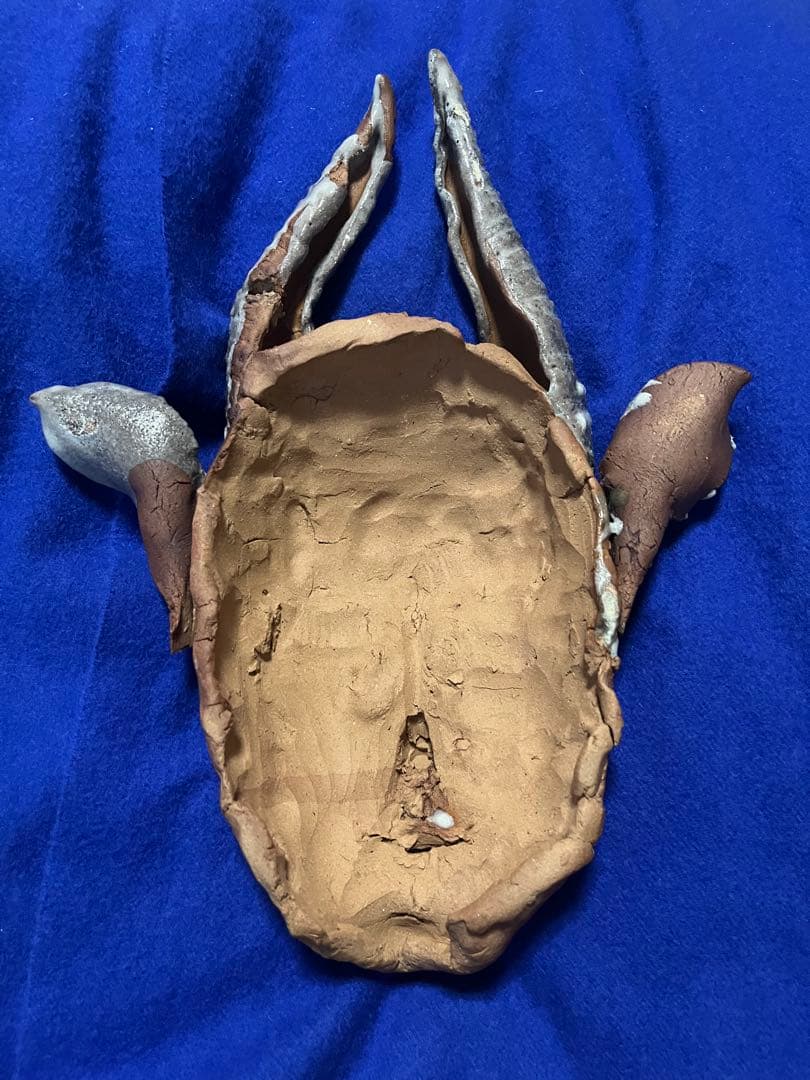 陶器製 悪魔の顔 創作人形　陶芸