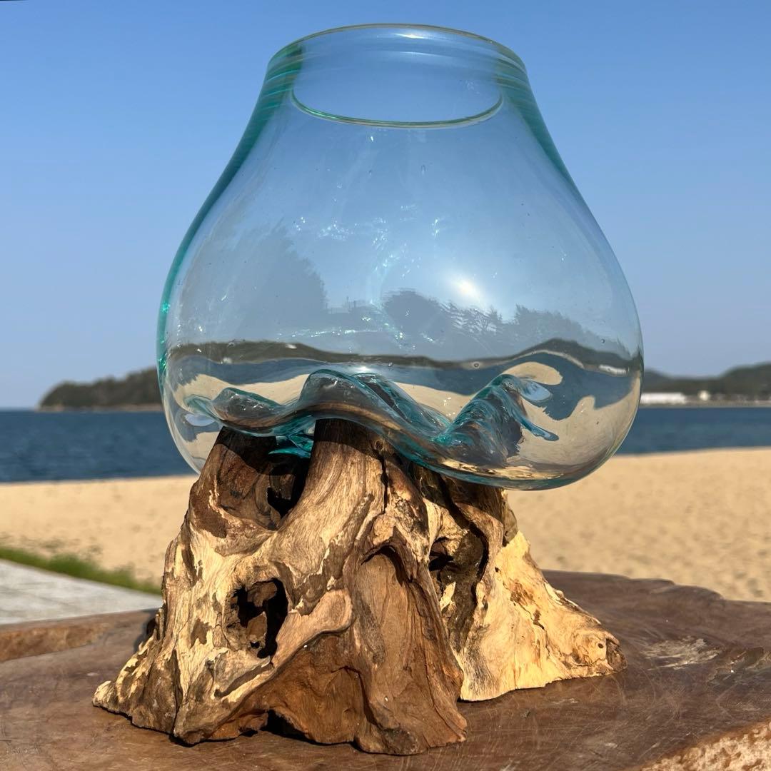 流木ガラスオブジェ大D 花瓶 金魚鉢 ガーデニング フラワーポット 水槽 アート