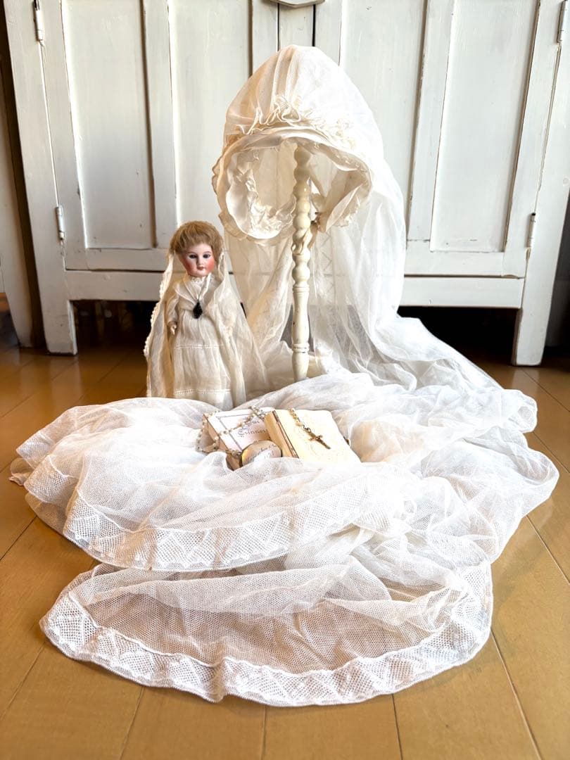 フランスアンティーク　セカンドコミュニオン　ヴェール　ボネ　初聖体拝領　ロザリオ