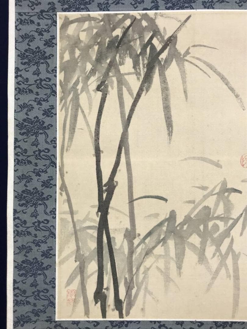 【真作】津田白印/墨竹図/虚心直節/竹図/横物/掛軸/名家伝来/AD-837