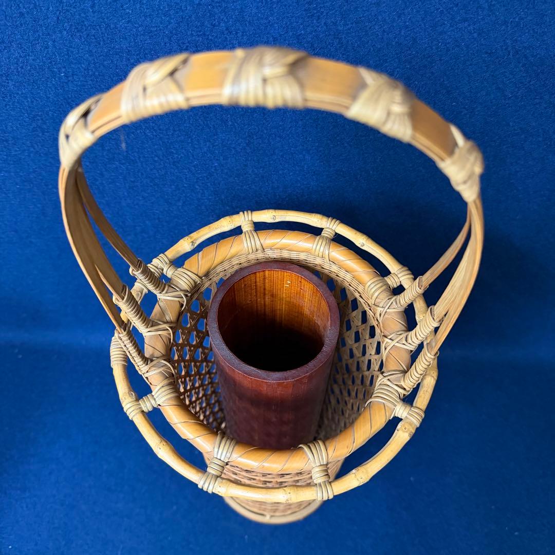 巧芳斎 籠 花入 華道具 在銘 時代 古玩 当時物 旧家 蔵出 骨董品