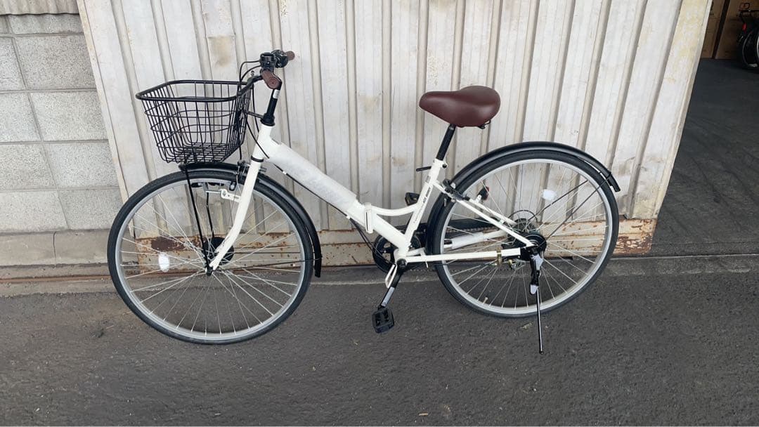 シティサイクル 折りたたみ自転車26ママチャリ シマノ６段変速カゴ鍵LEDライト