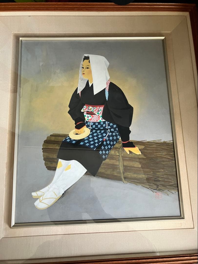 京都画壇⭐︎海老名正夫「大原女」日本画