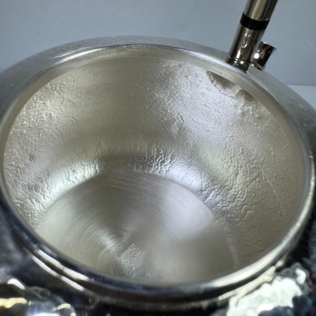 純銀製 一東齋造 湯沸 貴石摘 桐箱付 銀瓶 古美術品 煎茶道具 純銀保証