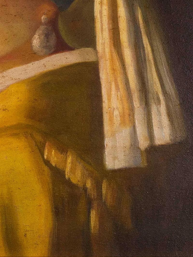 フェルメール　油彩　肉筆『耳飾りの少女』サイン　画廊シール　F6号　額　b636