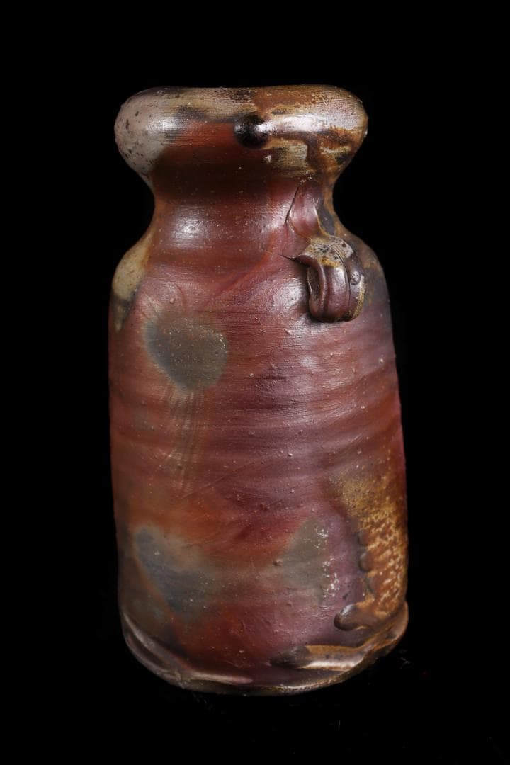 備前焼 人間国宝伊勢崎淳 耳付 花生 花入 陶芸