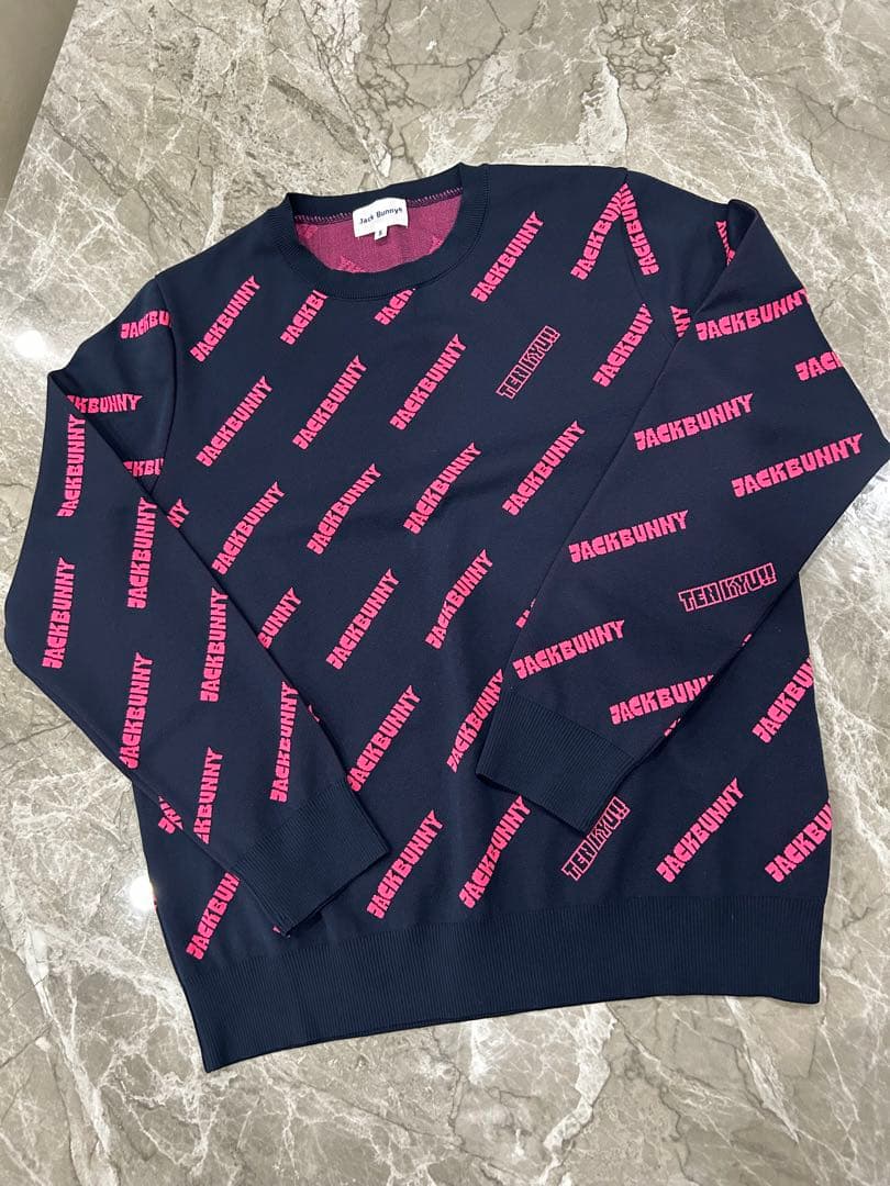 新品未使用 ジャックバニー 薄手ニット Lサイズ相当 ネイビー ピンク