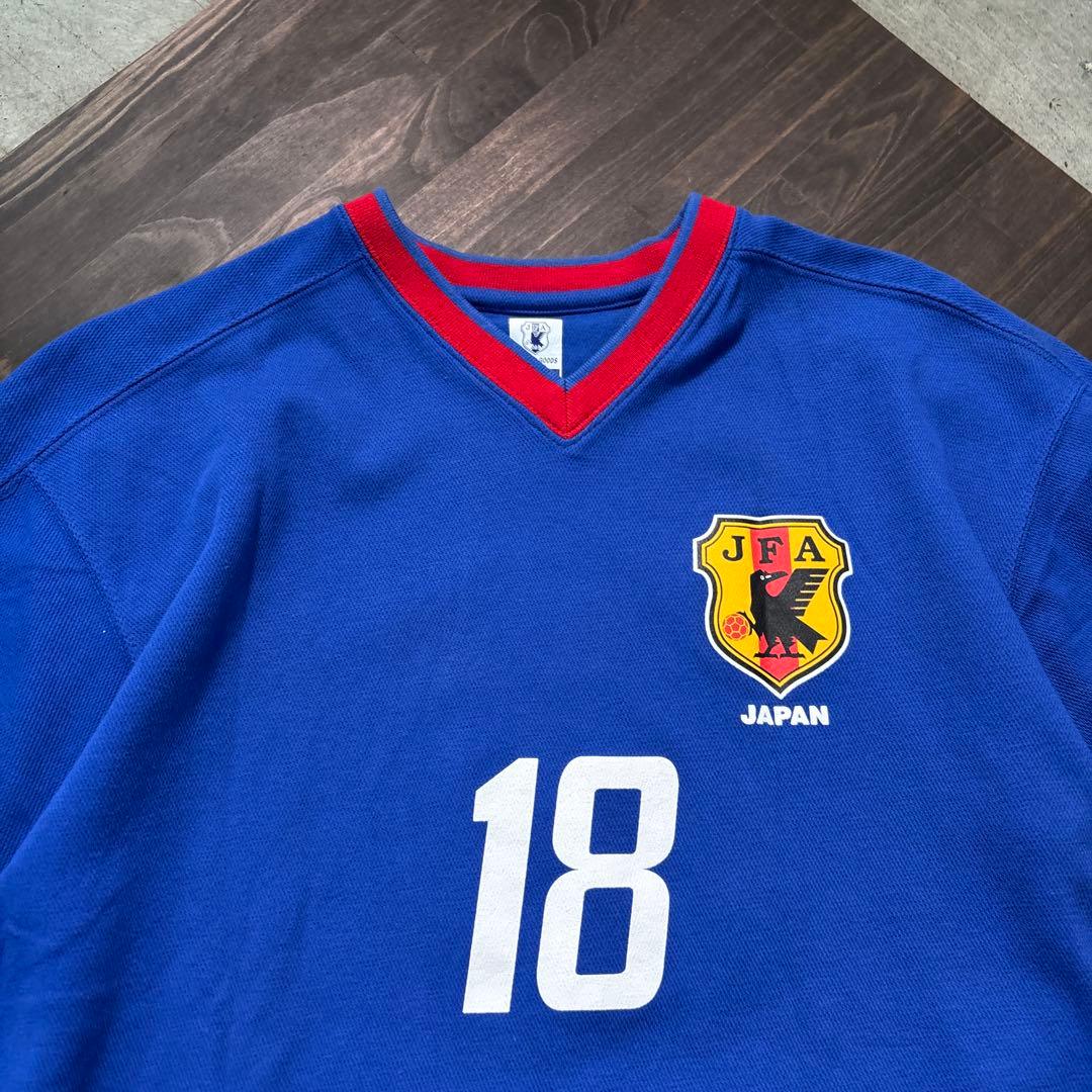 8SM1 小野伸二　日本代表　ゲームシャツ　Tシャツ　18番　青　サッカー　古着