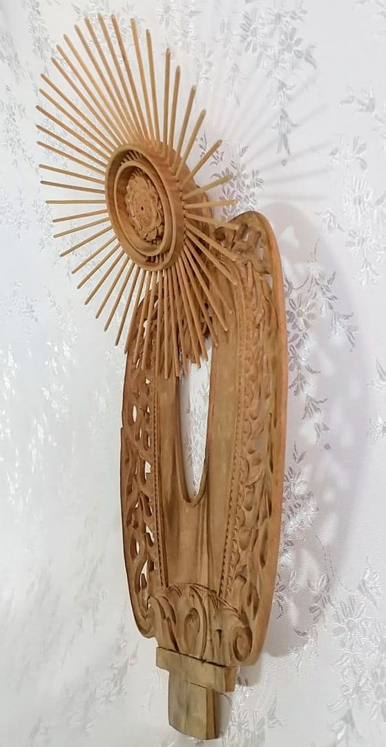 光背のみ#552 立像6.0寸用 放射光 火焔 透し彫◆白檀 木彫 仏像付属品