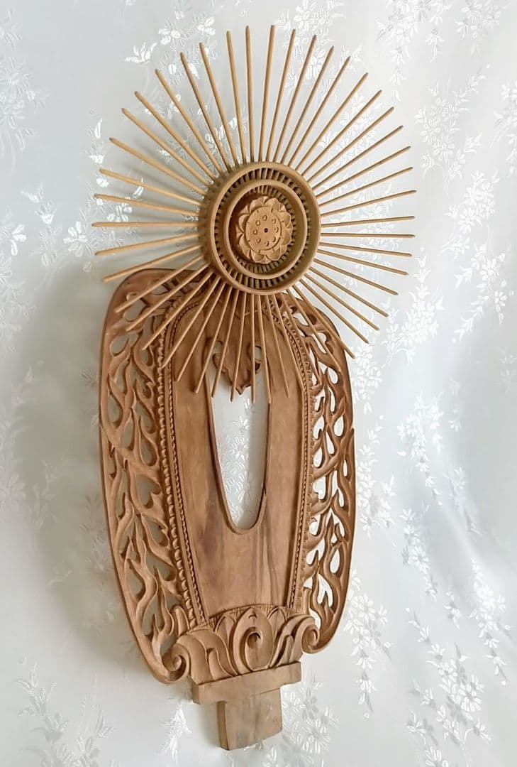 光背のみ#552 立像6.0寸用 放射光 火焔 透し彫◆白檀 木彫 仏像付属品