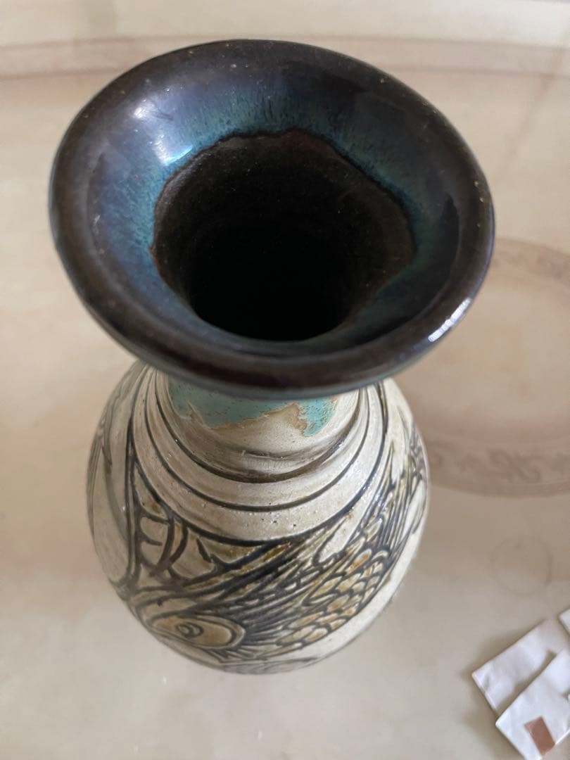 琉球壺屋焼　人間国宝　金城次郎氏作　花瓶　大瓶