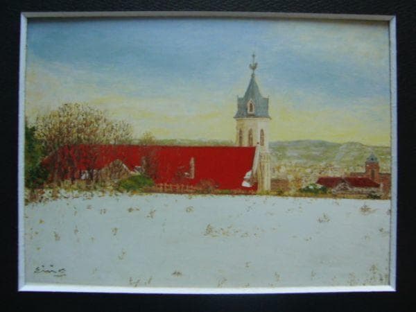 大津 英敏 【函館 雪の日】 希少画集画、状態良好、新品高級額装付