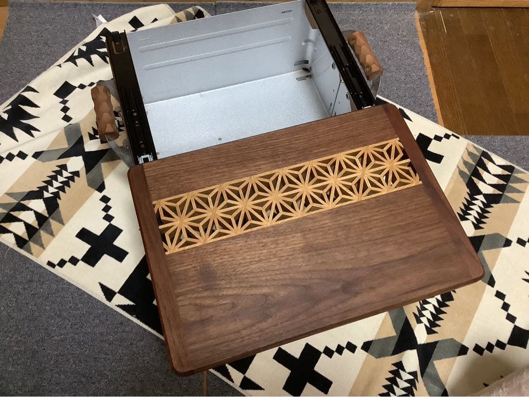 ハル様オーダー品スノーピークシェルコンサイズスライド天板組子細工1402セット