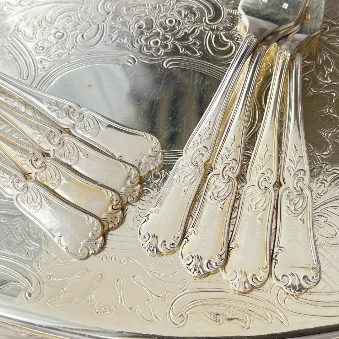 【仏蘭西】 Louis XV ケーキフォーク 8本【シルバープレート】