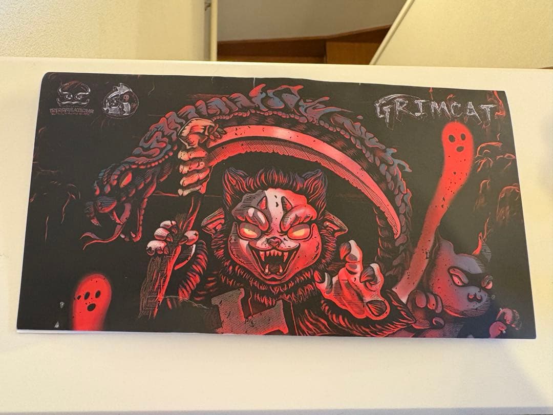 美品　しぬこ　GRIM CAT 死神バージョン　ソフビ　ヘッダー付き