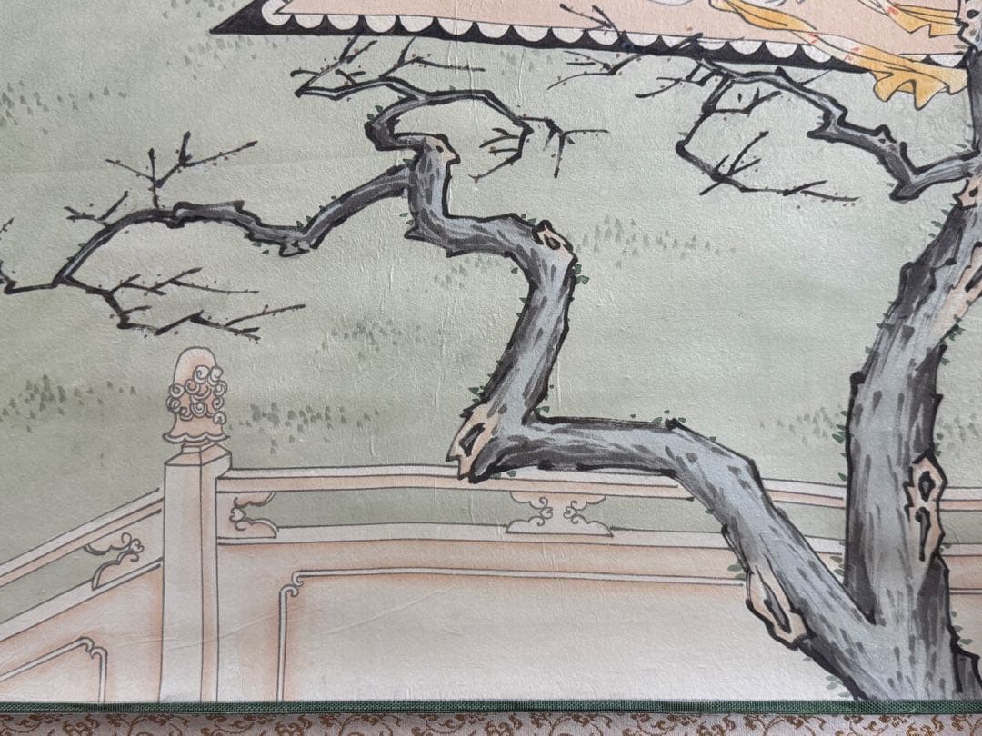 中国　慶興舞鶴　絹本　掛軸　送料込み250702