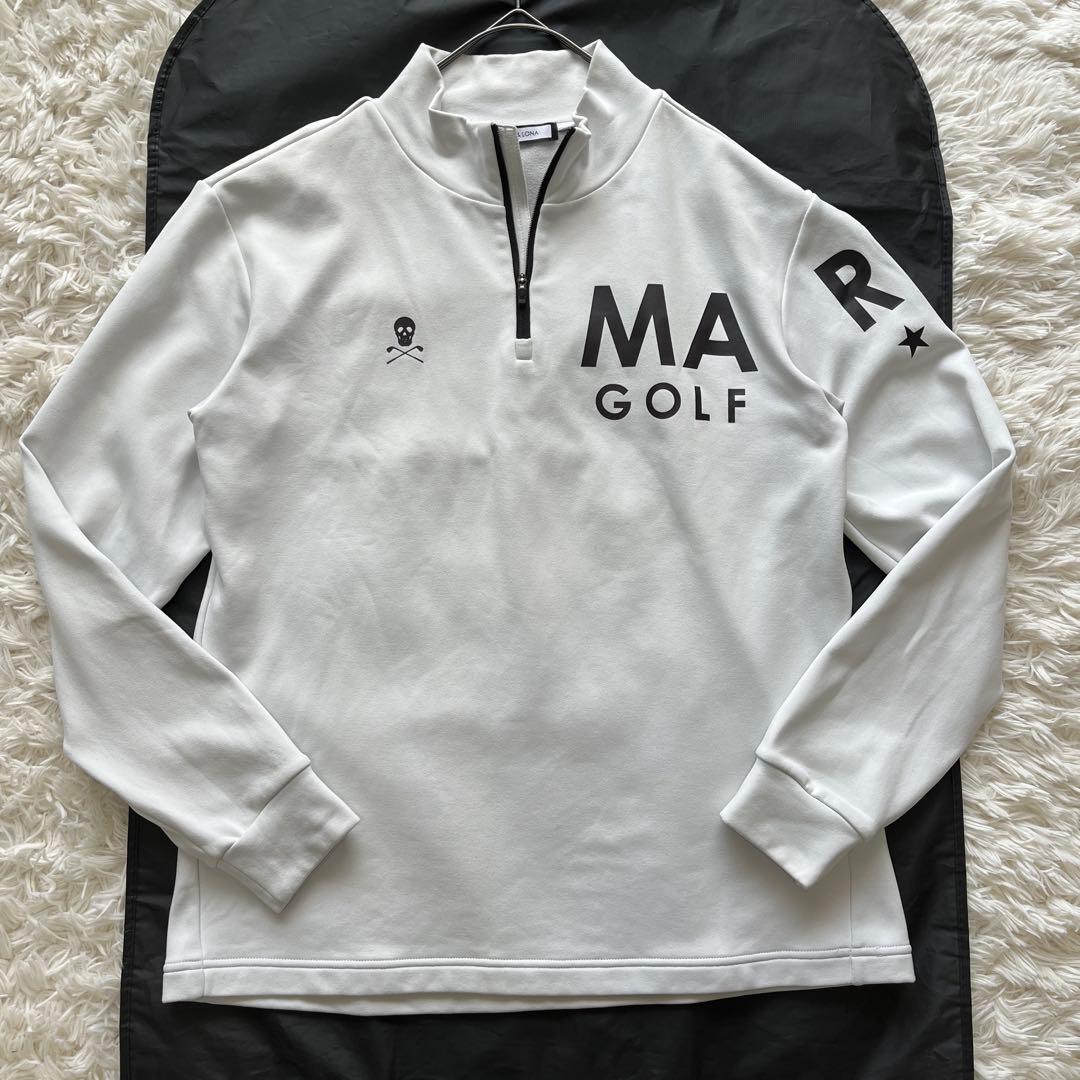 マークアンドロナ　近年　ハーフジップ スウェット　裏起毛　ロゴ　L