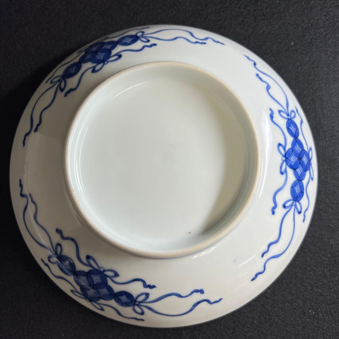 時代　色鍋島　八寸皿　塗木箱付　直径21㎝　東Y8-0109☆2Fタサオ