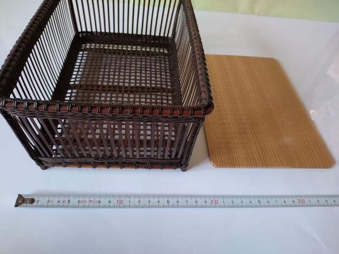 3 竹組透し篭 茶道具 篭 籠　 安藤竹良斎　共箱