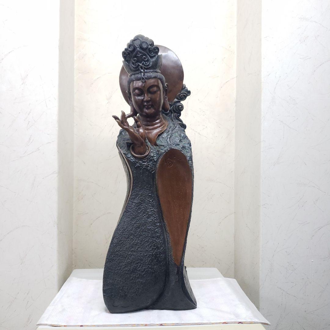 Ｂフライデー蔵出し特価金属製仏像風モダンアート彫刻 約68cm13,5kg作家物