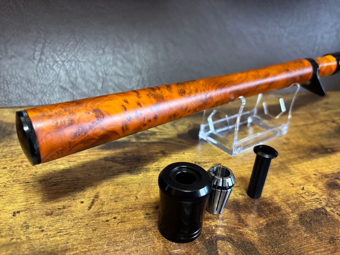 ベイト仕様ロングウッドグリップ　ブラックカラー