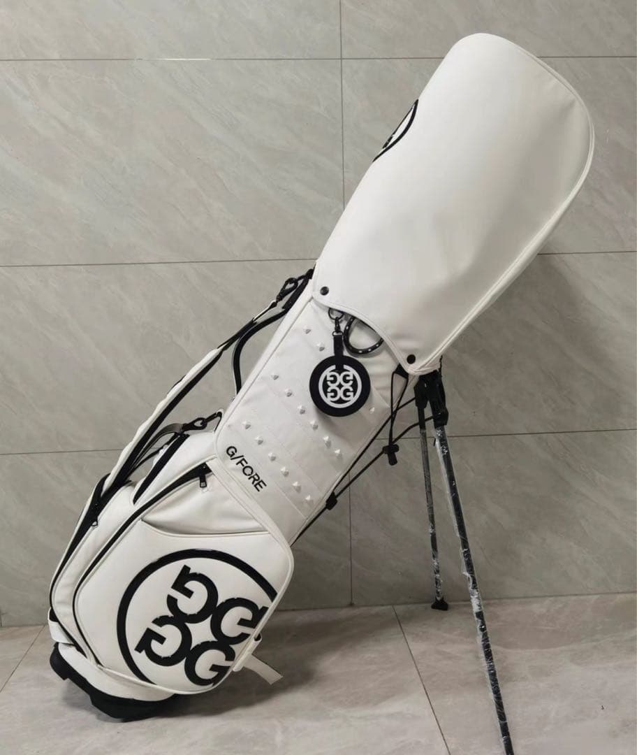 【即発送】 G/FOREジーフォア キャディバッグ スタンド型黒&白ゴルフバッグ
