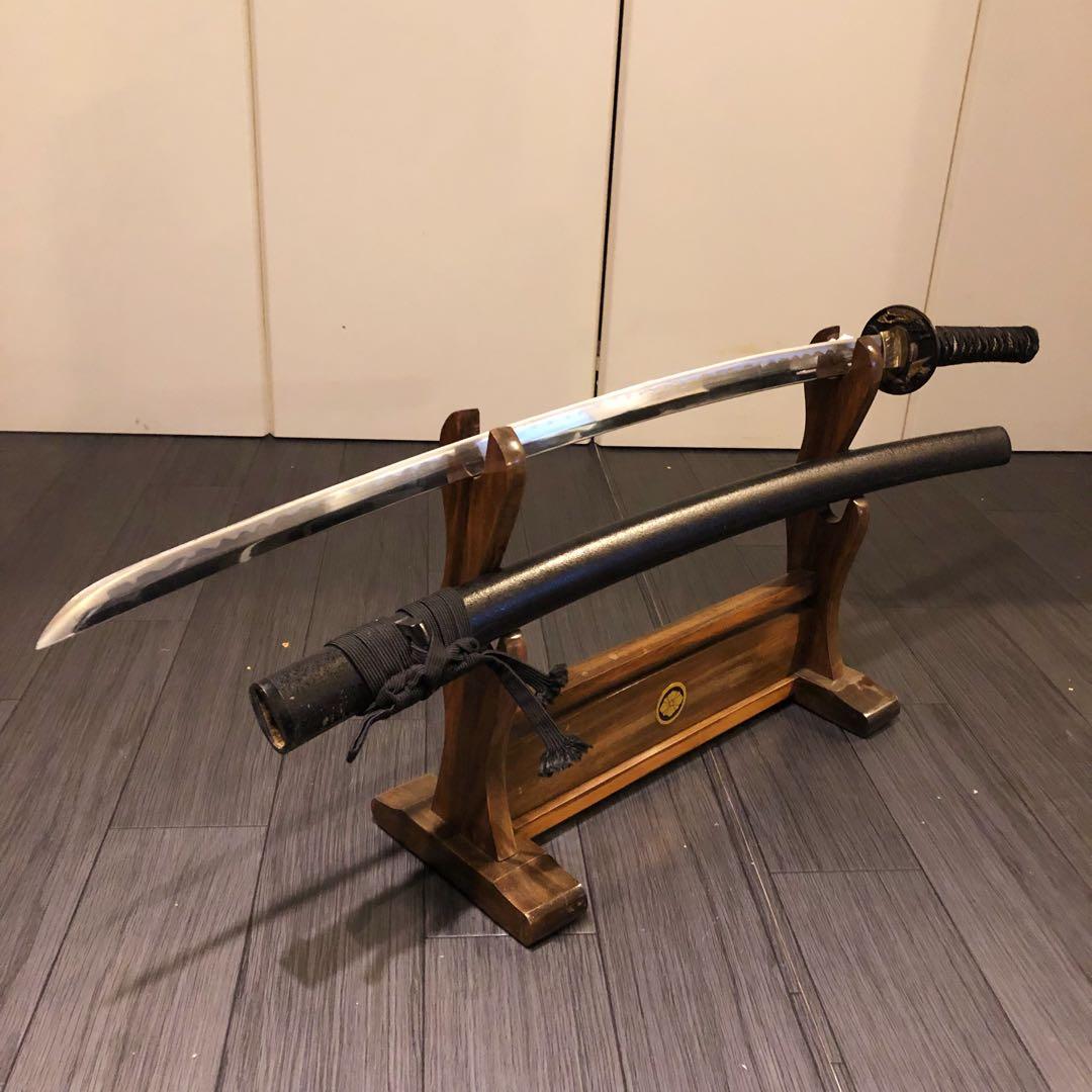 高級模造刀　黒拵え　居合刀　研波刃　合金　本格模擬刀