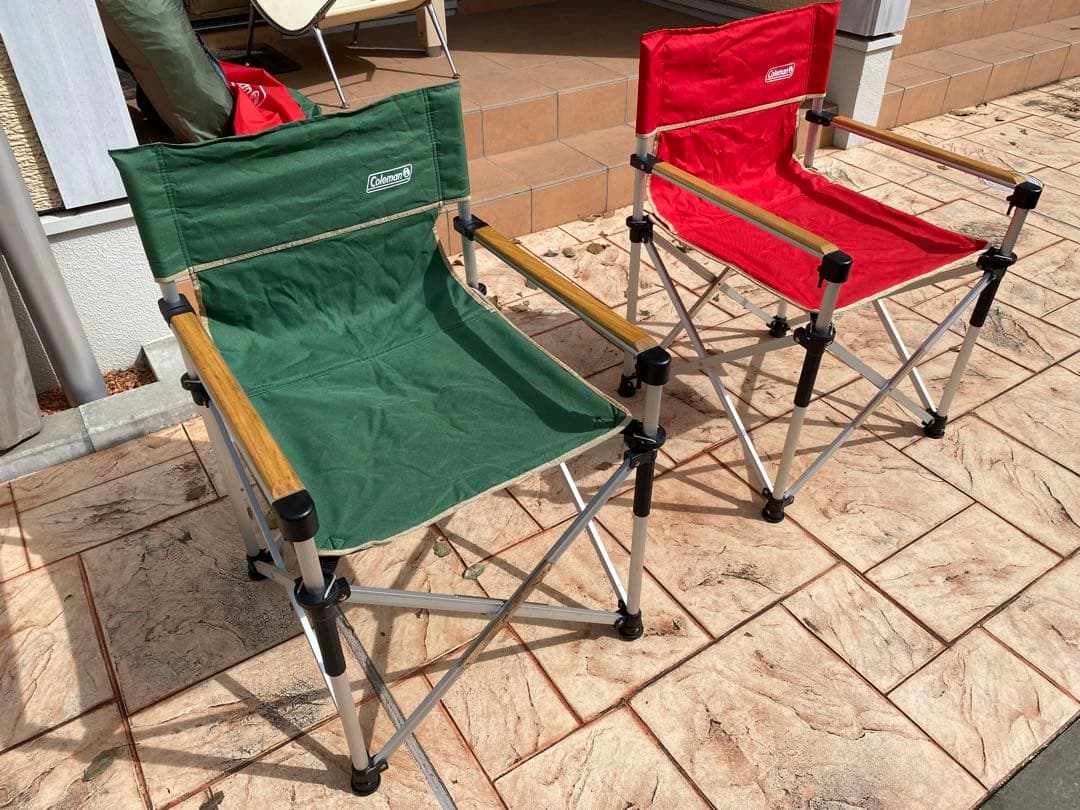 コールマン　スリムキャプテンチェア　グリーンレッドセット売り