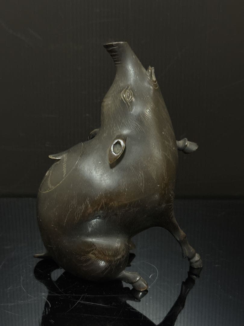 江戸期 古銅 極上 細密造形美 猪型 香炉