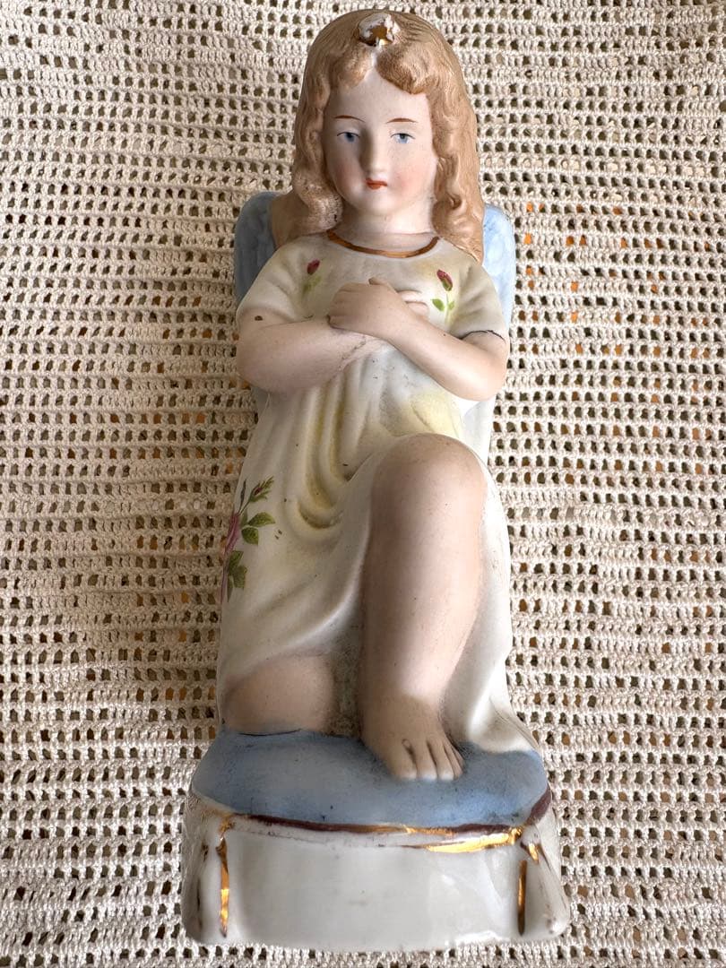 ♡ フランスアンティーク　ペア　天使像　ビスクドール　マリア像　グローブドマリエ