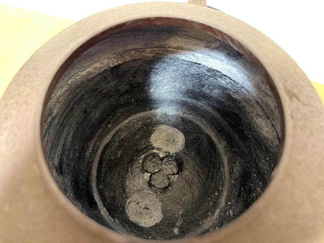 【茶道具】金森紹栄 唐銅鬼面風炉添丸釜 共箱・野々田式電熱器付 美品