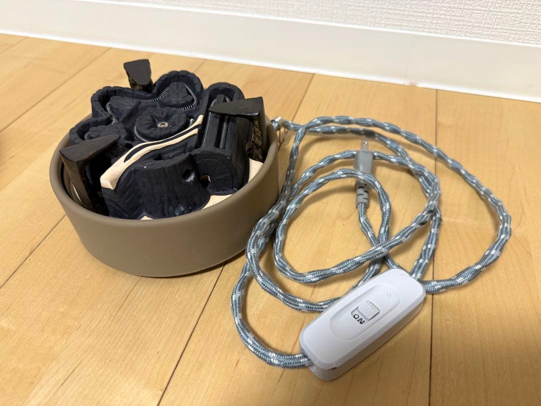 【茶道具】金森紹栄 唐銅鬼面風炉添丸釜 共箱・野々田式電熱器付 美品