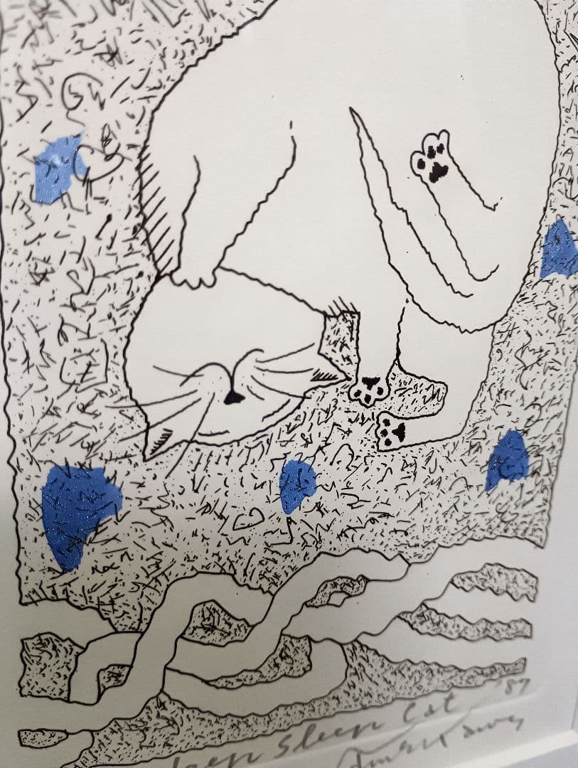 銅版画　ナメ川コーイチ　滑川公一　手彩色　直筆サイン　限定　イラストレーター　猫