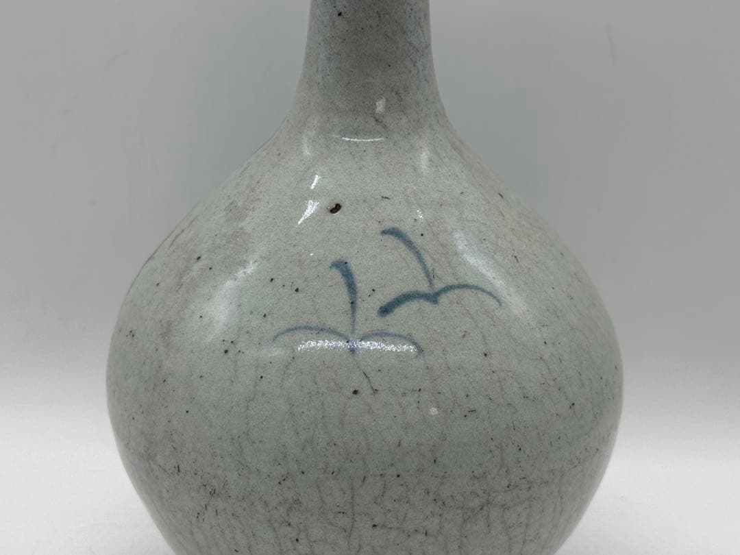 古伊万里　染付　鶴首瓶　染付草花紋　送料込み260202