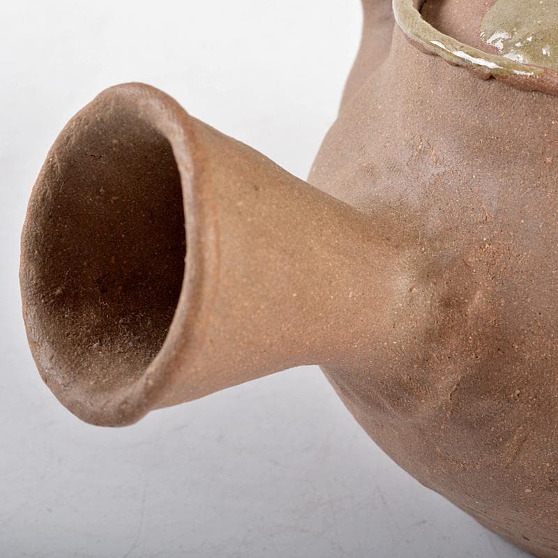 煎茶道具　萬古焼　古稀一光作　手捻　横手急須　茶壷　D　R5507