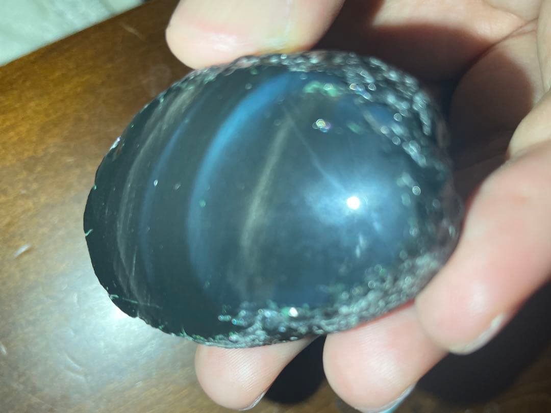 研磨品　十勝玲瓏特級品　両面磨き　ゴールデンレインボーオブシディアン