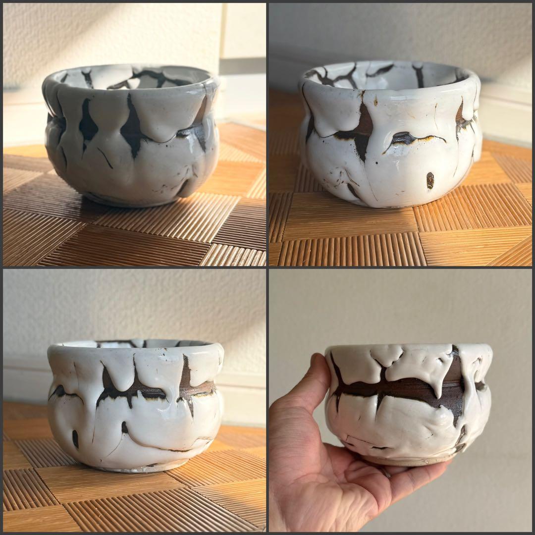 SNT1396 萩焼 鬼白 作家物 茶碗 茶道具 抹茶茶碗 伝統工芸品 鬼萩