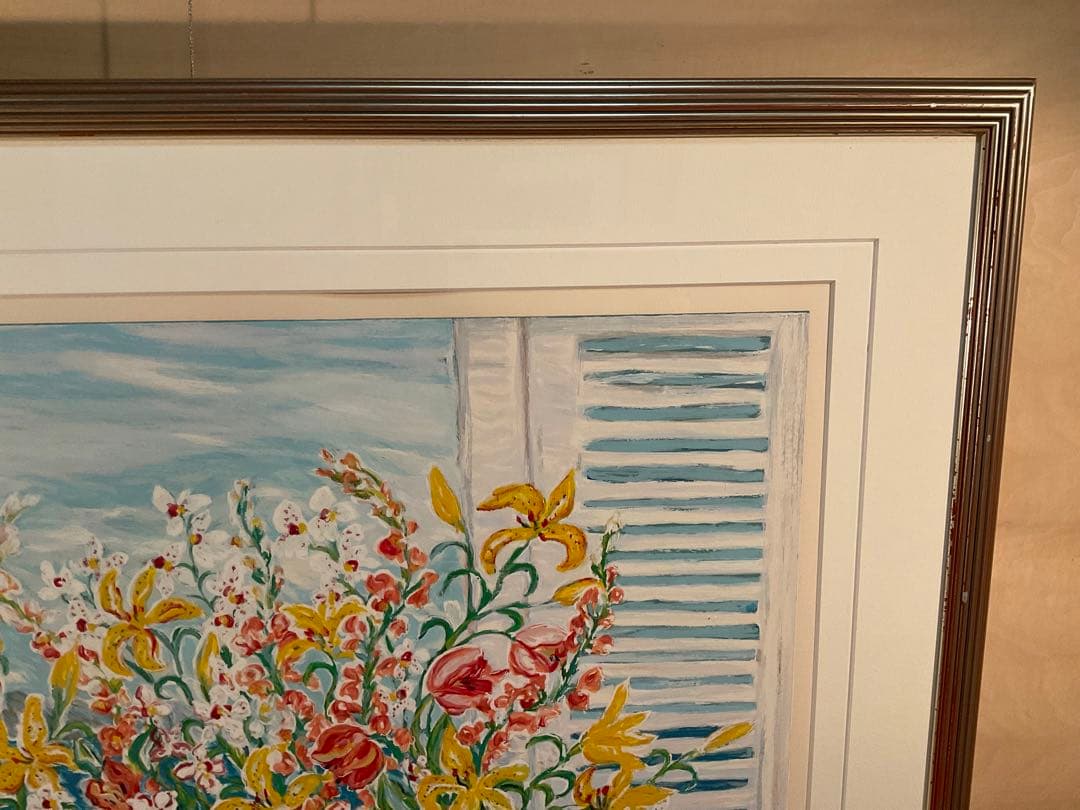 レスリー・セイヤー「バスケットオブリリーズ」　シルクスクリーン　直筆サイン有り