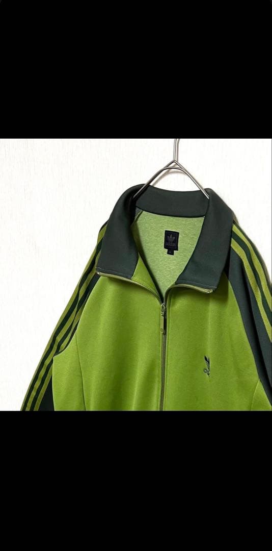 人気カラー adidas トラックジャケット XO グリーン 刺繍ロゴ 古着