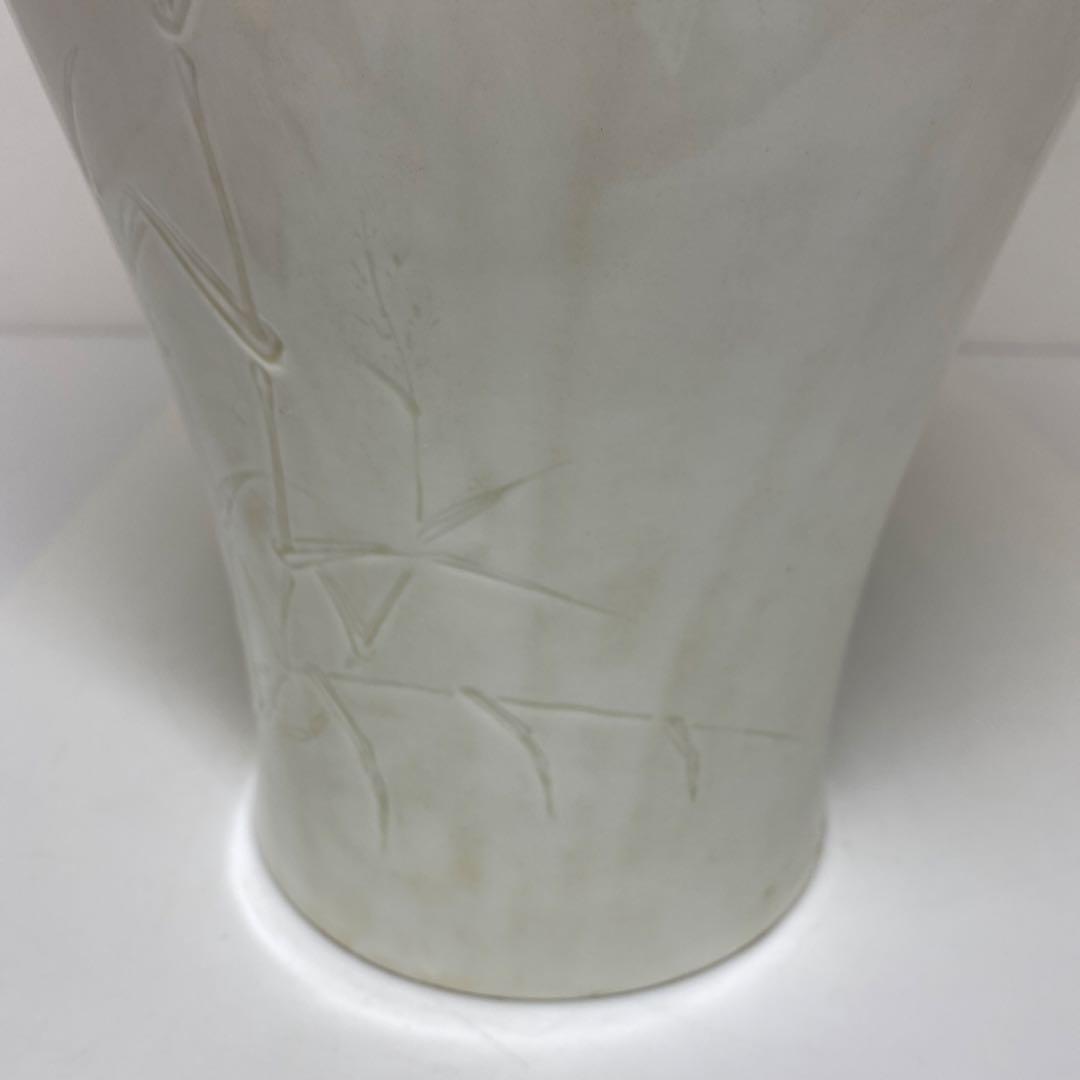 専用中国古玩　白磁花鳥図花瓶　高さ38㎝　東Y7-0210⑤タルサ