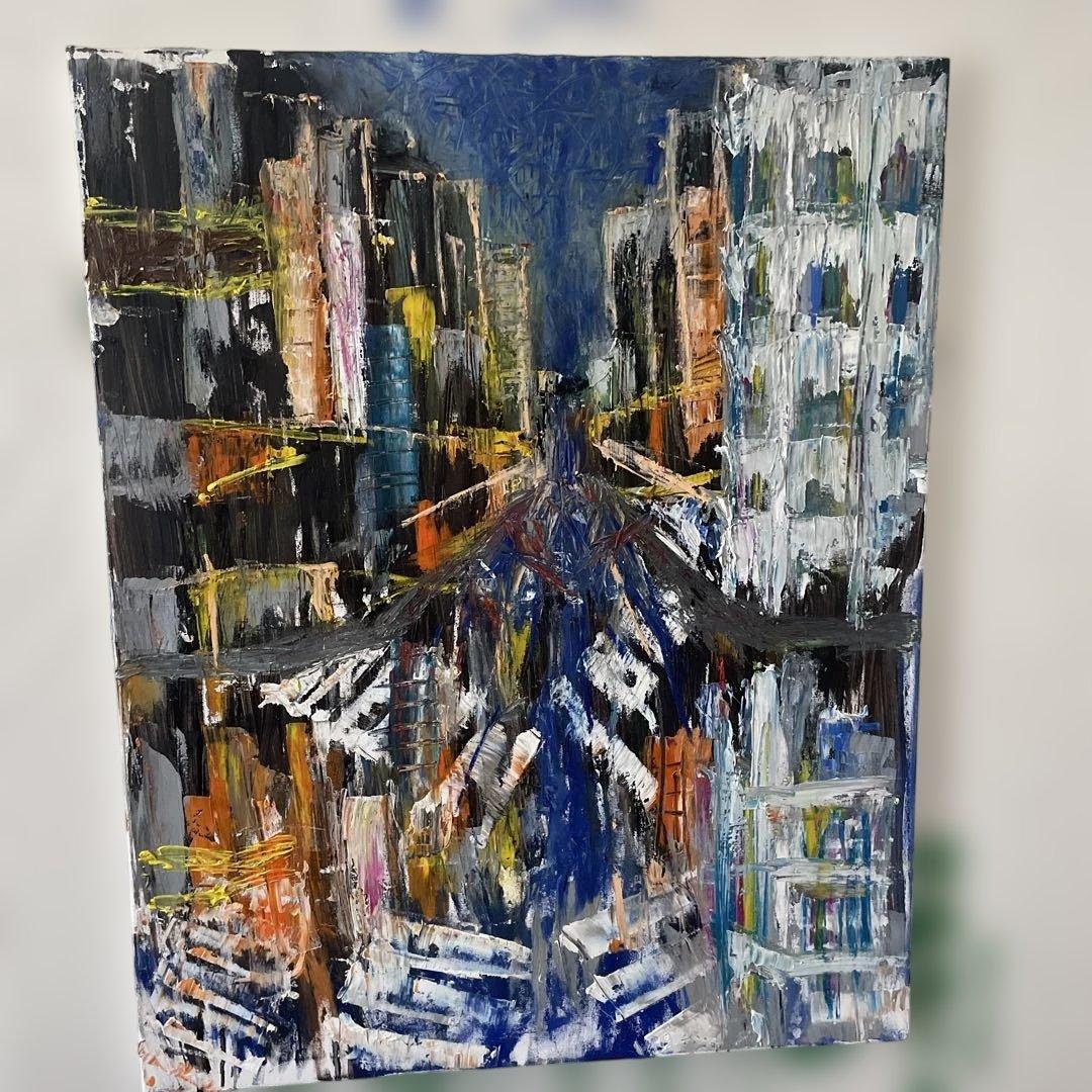 油彩静岡市両替町の雨の夜景