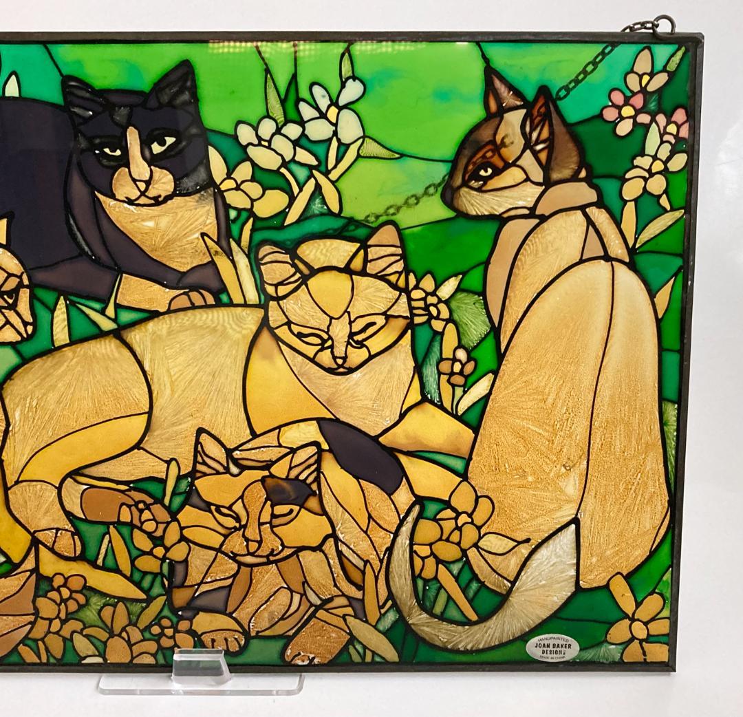 2001年 大判 ティファニー キャット ジョン・ベーカー ステンドグラス 猫