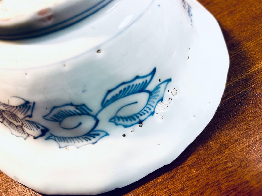 江戸期　古染付芙蓉手　間取山水　深鉢